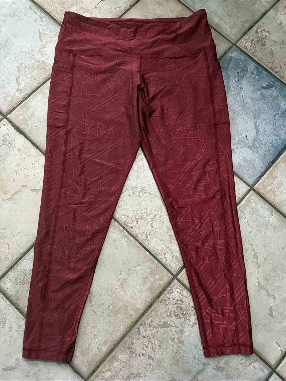 Lola Getts High-Waist Textured Wine Red Leggings 1X